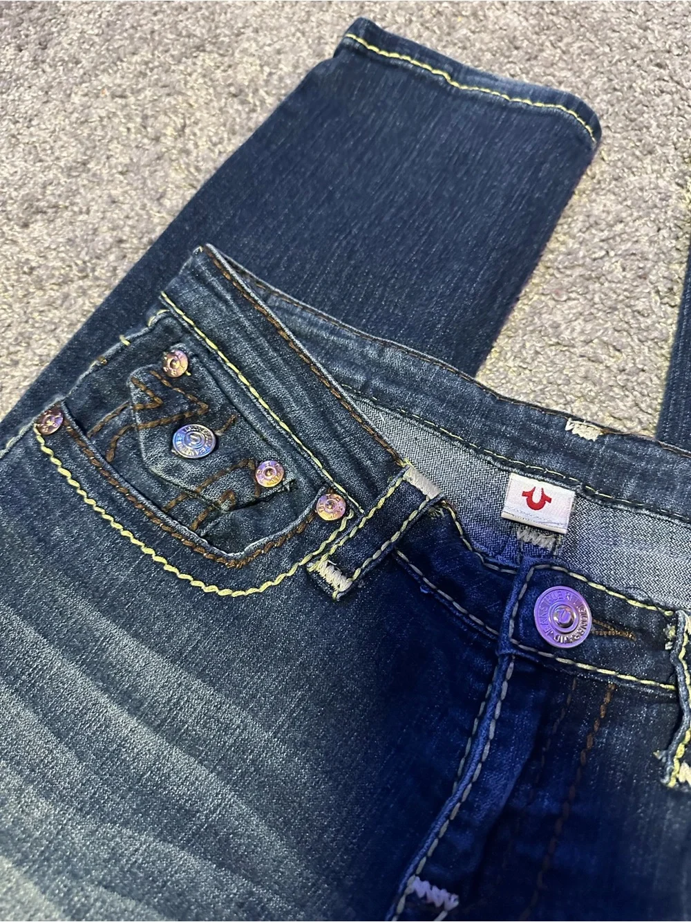 True Religion Skinny Dark Blue Jeans with Contrast Stitching - Picture 6 of 6